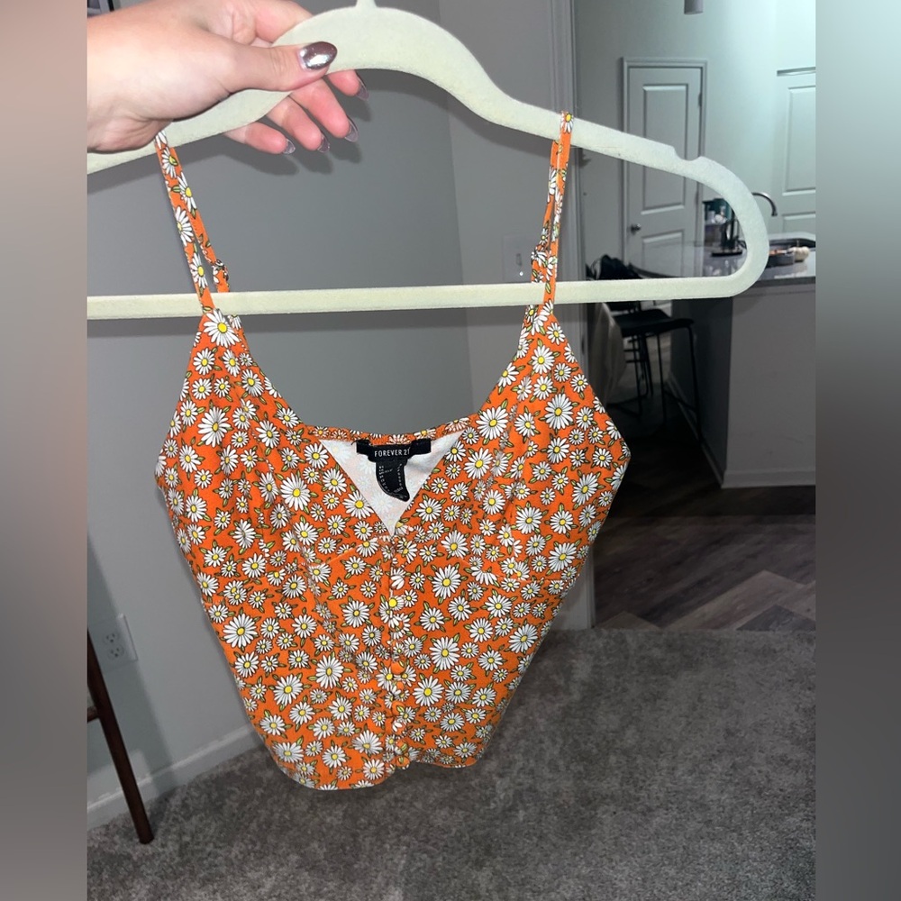 Forever 21 orange flower tank top
